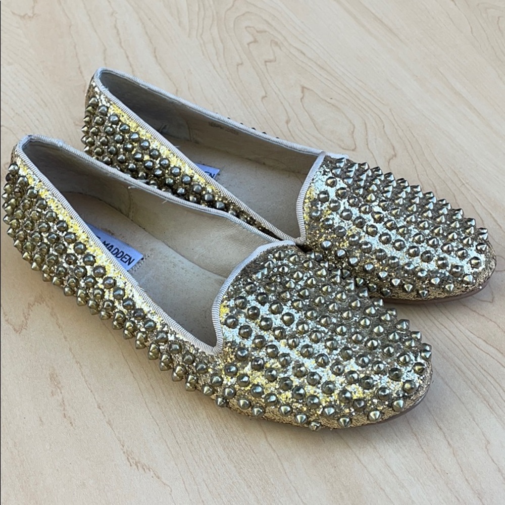 Steve Madden Gold Spiked Flats
